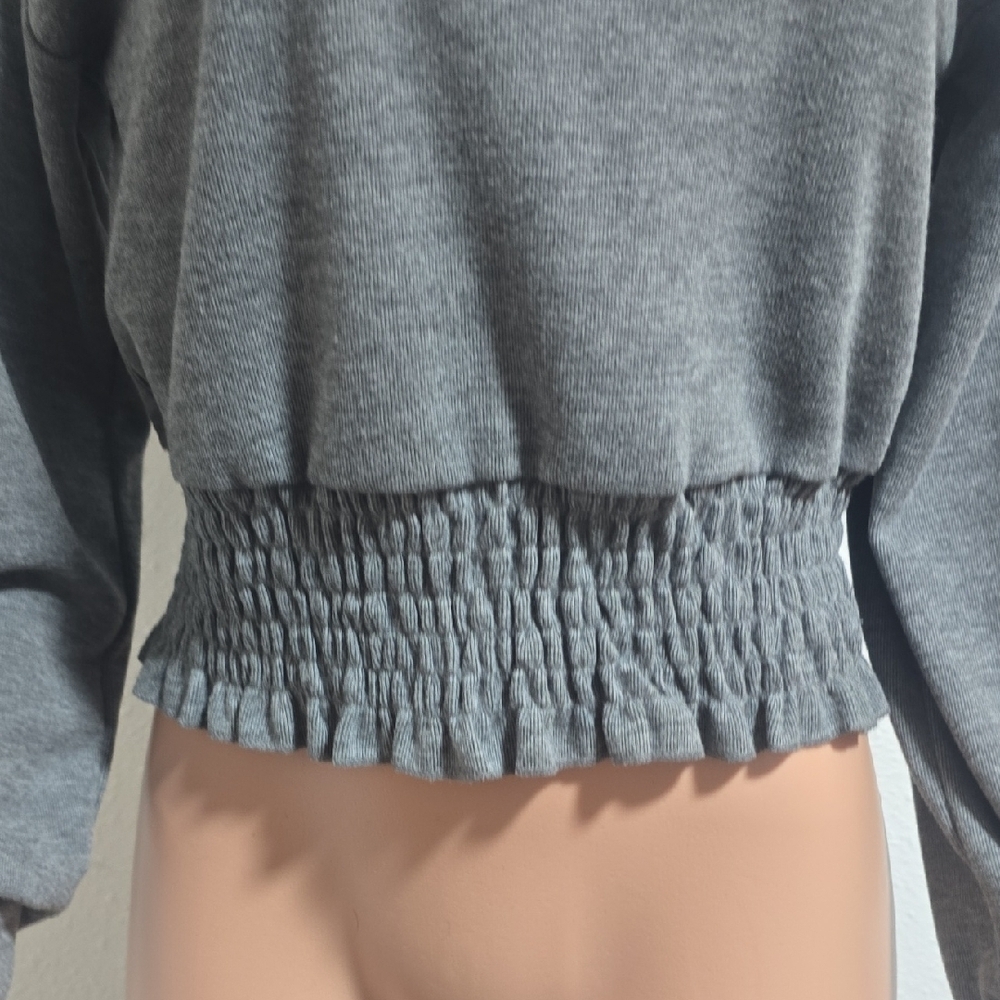 URBAN Romantics Charcoal Smocked Hem Sweatshirt - Picture 4 of 5